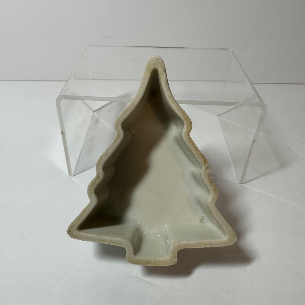 Lefton Vintage Hand Painted Porcelain Christmas Tree Trinket Box Made In Japan - Picture 6 of 8